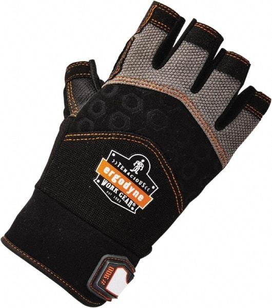 Ergodyne - Size S (7) Polyester Blend Work Gloves - Palm Coated, Hook & Loop Cuff, Half Fingered, Black, Paired - Industrial Tool & Supply