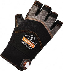 Ergodyne - Size L (9) Polyester Blend Work Gloves - Palm Coated, Hook & Loop Cuff, Half Fingered, Black, Paired - Industrial Tool & Supply