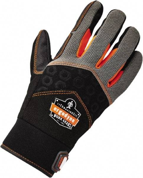 Ergodyne - Size S (7) Polyester Blend Work Gloves - Palm & Fingers Coated, Hook & Loop Cuff, Full Fingered, Black, Paired - Industrial Tool & Supply