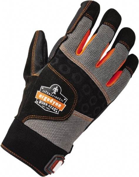 Ergodyne - Size XL (10) Polyester Blend Work Gloves - Palm & Fingers Coated, Hook & Loop Cuff, Full Fingered, Black, Paired - Industrial Tool & Supply