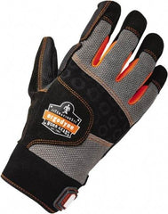 Ergodyne - Size XL (10) Polyester Blend Work Gloves - Palm & Fingers Coated, Hook & Loop Cuff, Full Fingered, Black, Paired - Industrial Tool & Supply