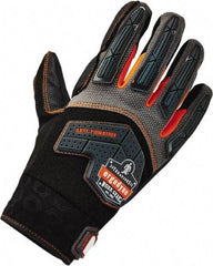Ergodyne - Size M (8) Polyester Blend Work Gloves - Palm & Fingers Coated, Hook & Loop Cuff, Full Fingered, Black, Paired - Industrial Tool & Supply