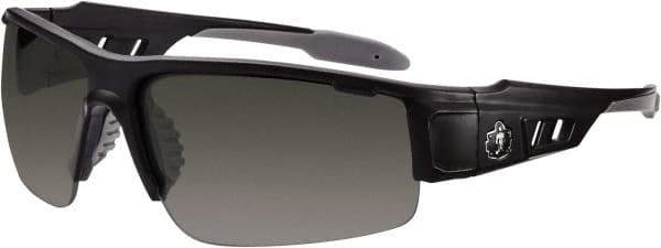 Ergodyne - Smoke Lenses, Framed Safety Glasses - Uncoated Lenses, Matte Black Frame, Size Universal, Wrap Around - Industrial Tool & Supply