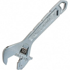 Stanley - 1-1/4" Jaw Capacity, 10" Ratcheting Adjustable Wrench - Steel, Chrome Finish, 10" OAL - Industrial Tool & Supply