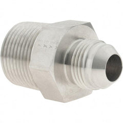 Parker - 1/2" Tube OD, 37° Stainless Steel Flared Tube Male Connector - 3/4 NPTF, Flare x MNPTF Ends - Industrial Tool & Supply