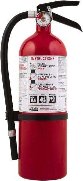 Kidde - 5 Lb, 3-A:40-B:C Rated, Dry Chemical Fire Extinguisher - 4-1/2" Diam x 16.07" High, 195 psi, 18' Discharge in 15 sec, Seamless Aluminum Cylinder - Industrial Tool & Supply