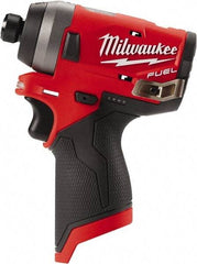 Milwaukee Tool - 1/4" Drive 12 Volt Pistol Grip Cordless Impact Wrench & Ratchet - 3,300 RPM, 0 to 4,000 BPM, 1,300 Ft/Lb Torque, Lithium-Ion Batteries Not Included - Industrial Tool & Supply