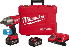 Milwaukee Tool - 3/4" Drive 18 Volt Pistol Grip Cordless Impact Wrench & Ratchet - 1,800 RPM, 0 to 2,400 BPM, 1,500 Ft/Lb Torque, 2 Lithium-Ion Batteries Included - Industrial Tool & Supply