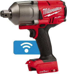 Milwaukee Tool - 3/4" Drive 18 Volt Pistol Grip Cordless Impact Wrench & Ratchet - 1,800 RPM, 0 to 2,400 BPM, 1,500 Ft/Lb Torque, Lithium-Ion Batteries Not Included - Industrial Tool & Supply