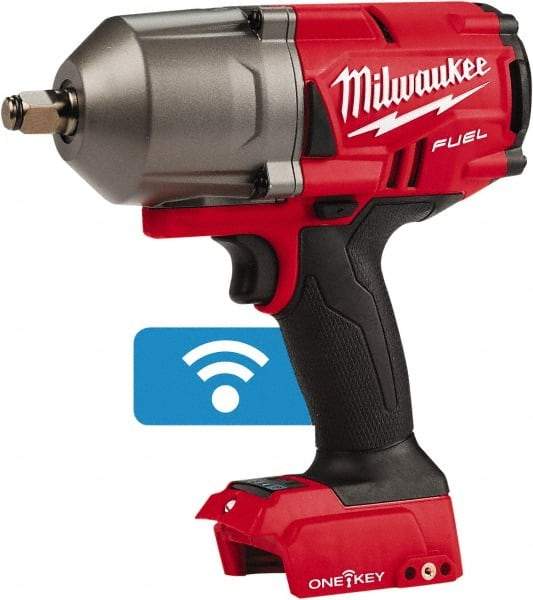 Milwaukee Tool - 1/2" Drive 18 Volt Pistol Grip Cordless Impact Wrench & Ratchet - 1,750 RPM, 0 to 2,100 BPM, 1,400 Ft/Lb Torque, Lithium-Ion Batteries Not Included - Industrial Tool & Supply