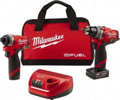 Milwaukee Tool - 12 Volt Cordless Tool Combination Kit - Includes 1/2" Compact Drill/Driver & 1/4" Hex Impact Driver, Lithium-Ion Battery Included - Industrial Tool & Supply