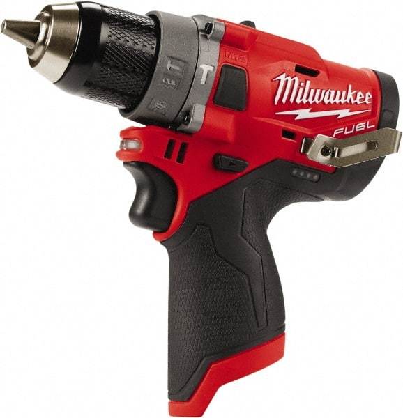Milwaukee Tool - 12 Volt 1/2" All-Metal Keyless Ratcheting Chuck Cordless Hammer Drill - 0 to 25,500 BPM, 0 to 1,700 RPM, Reversible - Industrial Tool & Supply