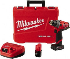 Milwaukee Tool - 12 Volt 1/2" All-Metal Keyless Ratcheting Chuck Cordless Hammer Drill - 0 to 25,500 BPM, 0 to 1,700 RPM, Reversible - Industrial Tool & Supply