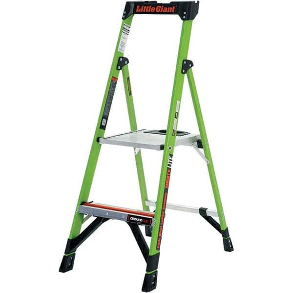 Little Giant Ladder - 2 Steps, 4' High, Type IA Rating, Fiberglass Step Ladder - 300 Lb Capacity, 19" Base Width - Industrial Tool & Supply