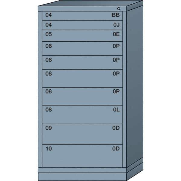 Lyon - 10 Drawer, Standard Eye-Level - Single Drawer Access Cabinet - Steel, 30" Wide x 28-1/4" Deep x 59-1/4" High, Dove Gray - Industrial Tool & Supply