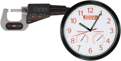 SPI - 0 to 1" Range, 0.00005" Resolution, Standard Throat IP54 Electronic Outside Micrometer - 0.00016" Accuracy, Friction Thimble, Carbide-Tipped Face, LR44 Battery, Includes NIST Traceable Certification of Inspection - Industrial Tool & Supply