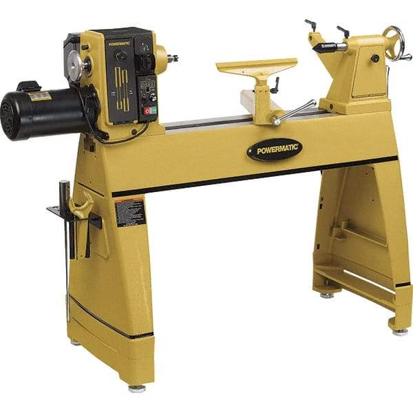 Powermatic - 20" Swing, 36" Between Centers, 220 Volt, Triple Phase Toolroom Lathe - 2MT Taper, 2 hp, 15 to 3,200 RPM, 5/8" Bore Diam, 36-1/2" Deep x 47" High x 81" Long - Industrial Tool & Supply