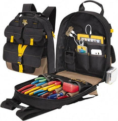 CLC - 23 Pocket Black & Khaki Polyester Backpack Tool Bag - 14" Wide x 6" Deep x 18-3/4" High - Industrial Tool & Supply