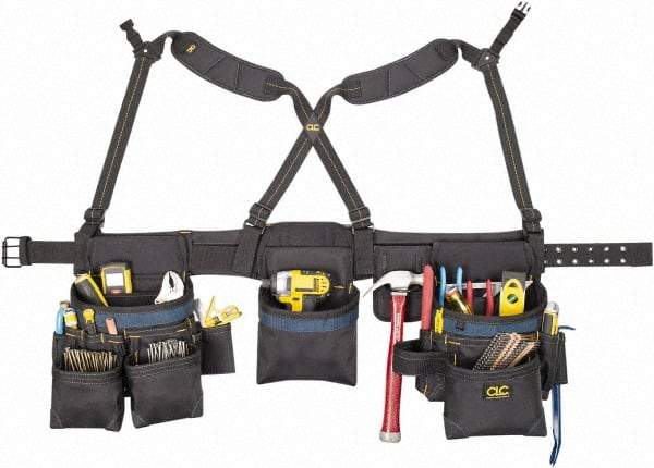 CLC - 29 to 46" Waist Tool Rig - 28 Pocket, Black/Blue, Polyester - Industrial Tool & Supply