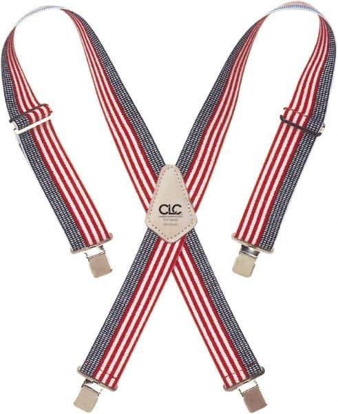 CLC - Suspenders - Elastic, Red, Blue & White - Industrial Tool & Supply