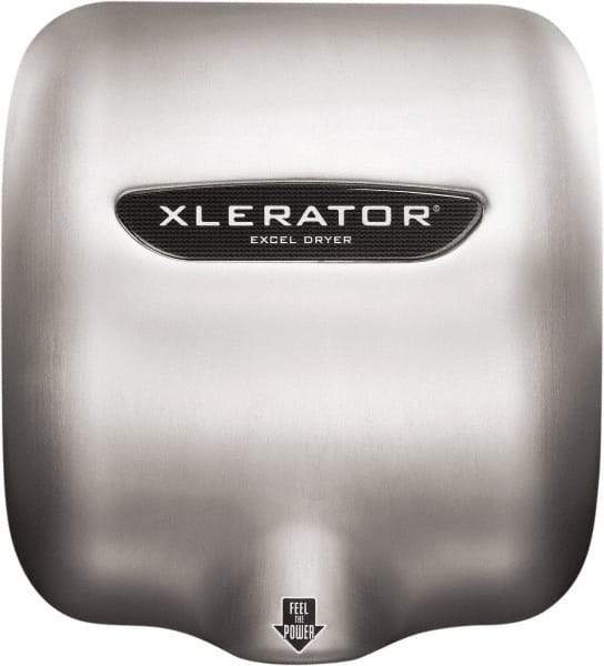 Excel Dryer - 1490 Watt Silver Finish Electric Hand Dryer - 110/120 Volts, 12.2 Amps, 11-3/4" Wide x 12-11/16" High x 6-11/16" Deep - Industrial Tool & Supply