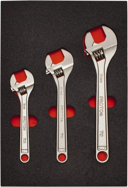Proto - 3 Piece, 8" to 12", Spline Combination Wrench Set - Inch Measurement Standard, Satin Finish, Comes in Roll Pouch - Industrial Tool & Supply