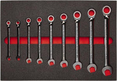 Proto - 9 Piece, 9/32" to 3/4", Spline Combination Wrench Set - Inch Measurement Standard, Black/Chrome Finish, Comes in Roll Pouch - Industrial Tool & Supply