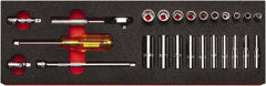 Proto - 25 Piece 1/4" Drive Chrome Finish Deep Well Socket Set - 6 Points, 3/16" to 9/16" Range, Inch Measurement Standard - Industrial Tool & Supply