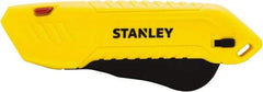 Stanley - Retractable Safety Utility Knife - 2.175" Steel Blade, Yellow & Black Plastic Handle, 1 Blade Included - Industrial Tool & Supply