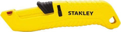 Stanley - Retractable Safety Utility Knife - 2.175" Steel Blade, Yellow & Black Contoured Plastic Handle, 4 Blades Included - Industrial Tool & Supply