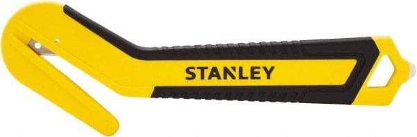 Stanley - Recessed/Concealed Fixed Blade Safety Cutter - 0.394" Steel Blade, Yellow & Black Bi-Material Handle, 1 Blade Included - Industrial Tool & Supply