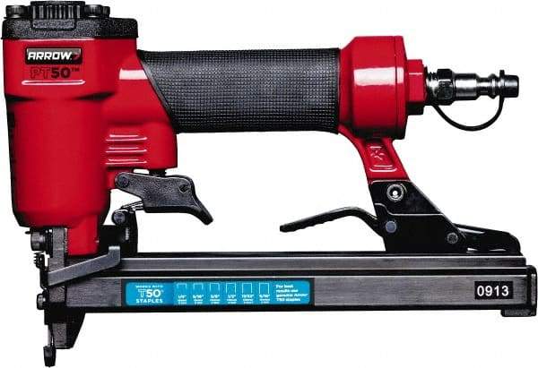 Arrow - 3/8" Crown, 16 Gauge, 100 Staple Capacity Power Stapler - 3/8" Inlet, 120 psi Air Pressure, Includes 2 Hex Wrenches - Industrial Tool & Supply
