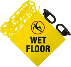 PRO-SAFE - 3' Long x 2" Wide Plastic Wet Floor Sign Kit - Yellow - Industrial Tool & Supply