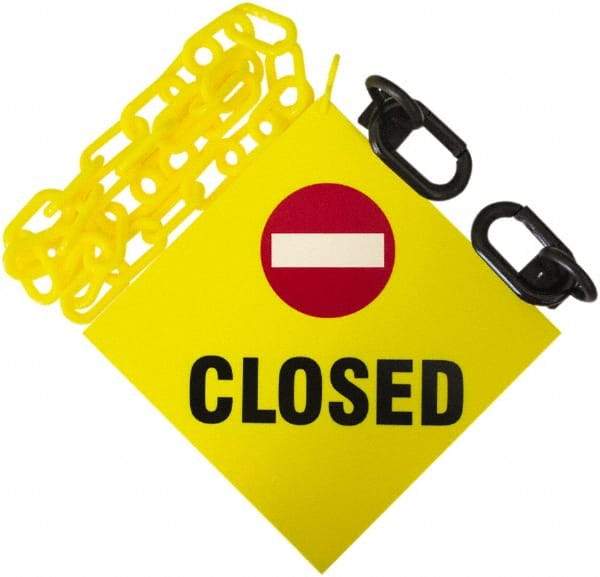 PRO-SAFE - 6' Long x 2" Wide Plastic Closed Sign Kit - Yellow - Industrial Tool & Supply