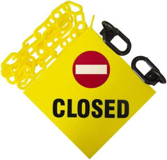 PRO-SAFE - 3' Long x 2" Wide Plastic Closed Sign Kit - Yellow - Industrial Tool & Supply