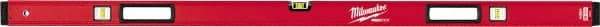 Milwaukee Tool - 59" Long 3 Vial Box Beam Level - Aluminum, Red, 1 Level & 2 Plumb Vials - Industrial Tool & Supply