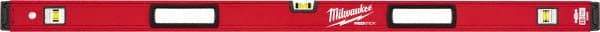 Milwaukee Tool - 48" Long 3 Vial Box Beam Level - Aluminum, Red, 1 Level & 2 Plumb Vials - Industrial Tool & Supply