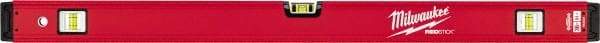 Milwaukee Tool - 36" Long 3 Vial Box Beam Level - Aluminum, Red, 1 Level & 2 Plumb Vials - Industrial Tool & Supply