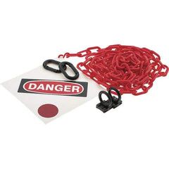 PRO-SAFE - 8" High Pedestrian Danger Sign Kit - 12' Long Plastic Rope - Industrial Tool & Supply