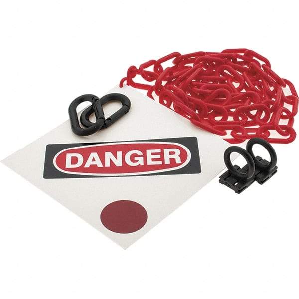PRO-SAFE - 8" High Pedestrian Danger Sign Kit - 6' Long Plastic Rope - Industrial Tool & Supply