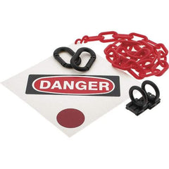 PRO-SAFE - 8" High Pedestrian Danger Sign Kit - 3' Long Plastic Rope - Industrial Tool & Supply