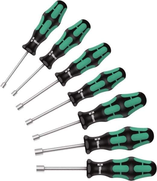 Wera - 7 Piece, 5 to 13mm Nut Driver Set - Hollow Shaft, Ergonomic Handle - Industrial Tool & Supply