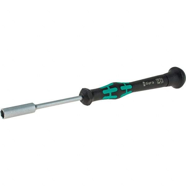 Wera - 5mm Solid Shaft Precision Nutdriver - Cushion Grip Handle, 6-1/4" OAL - Industrial Tool & Supply