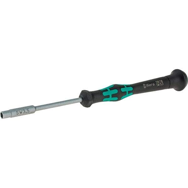 Wera - 3.5mm Solid Shaft Precision Nutdriver - Cushion Grip Handle, 6-1/4" OAL - Industrial Tool & Supply