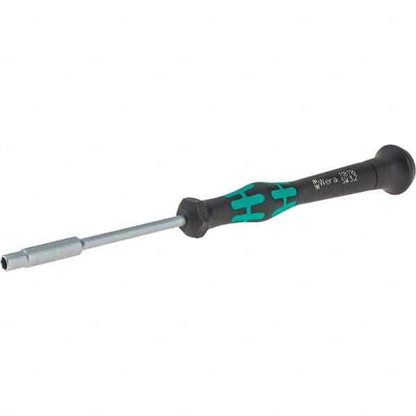 Wera - 3.2mm Solid Shaft Precision Nutdriver - Cushion Grip Handle, 6-1/4" OAL - Industrial Tool & Supply