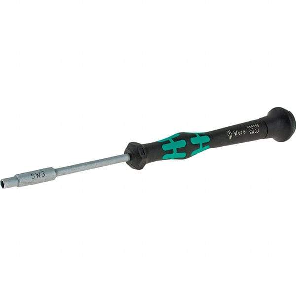 Wera - 3mm Solid Shaft Precision Nutdriver - Cushion Grip Handle, 6-1/4" OAL - Industrial Tool & Supply