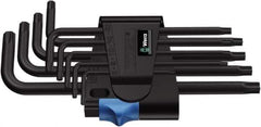Wera - 9 Piece T8 to T40 Cast Steel L-Key Torx Key Set - T8, T9, T10, T15, T20, T25, T27, T30, T40 Torx Size - Industrial Tool & Supply
