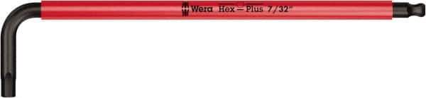 Wera - 7/32" Hex, Long Arm, Hex Key - 6-3/4" OAL, Cast Steel, Inch System of Measurement - Industrial Tool & Supply