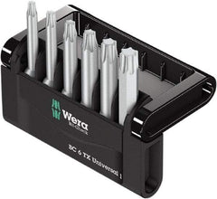 Wera - 6 Piece, 1/4" Drive Screwdriver Bit Set - T10 to T40 Torx - Industrial Tool & Supply