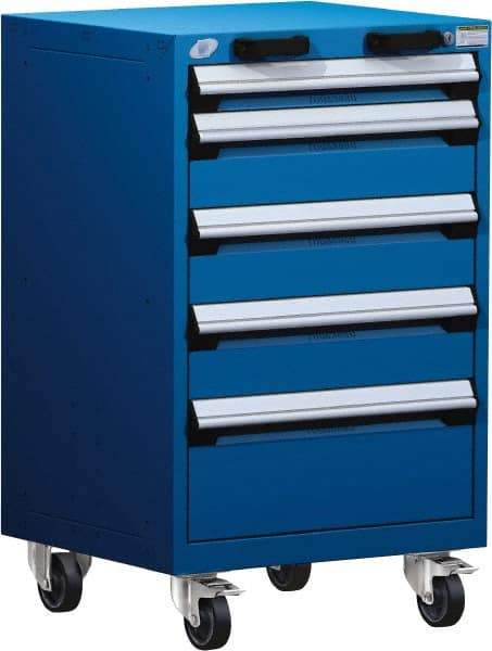 Rousseau Metal - 5 Drawer Steel Tool Roller Cabinet - 24" Wide x 39-1/8" High x 21" Deep, Ball Bearing Drawer Slides, Blue - Industrial Tool & Supply